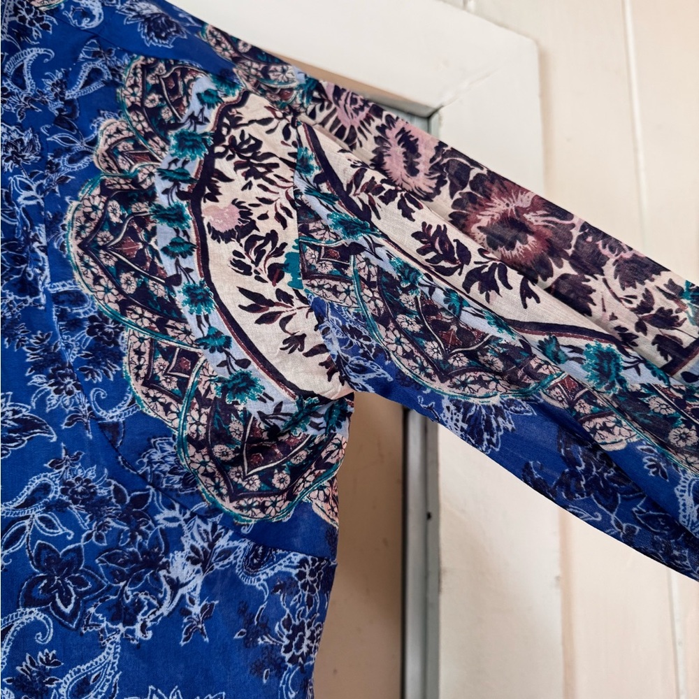 Free People Blue Paisley Button-Up Blouse - Picture 6 of 8
